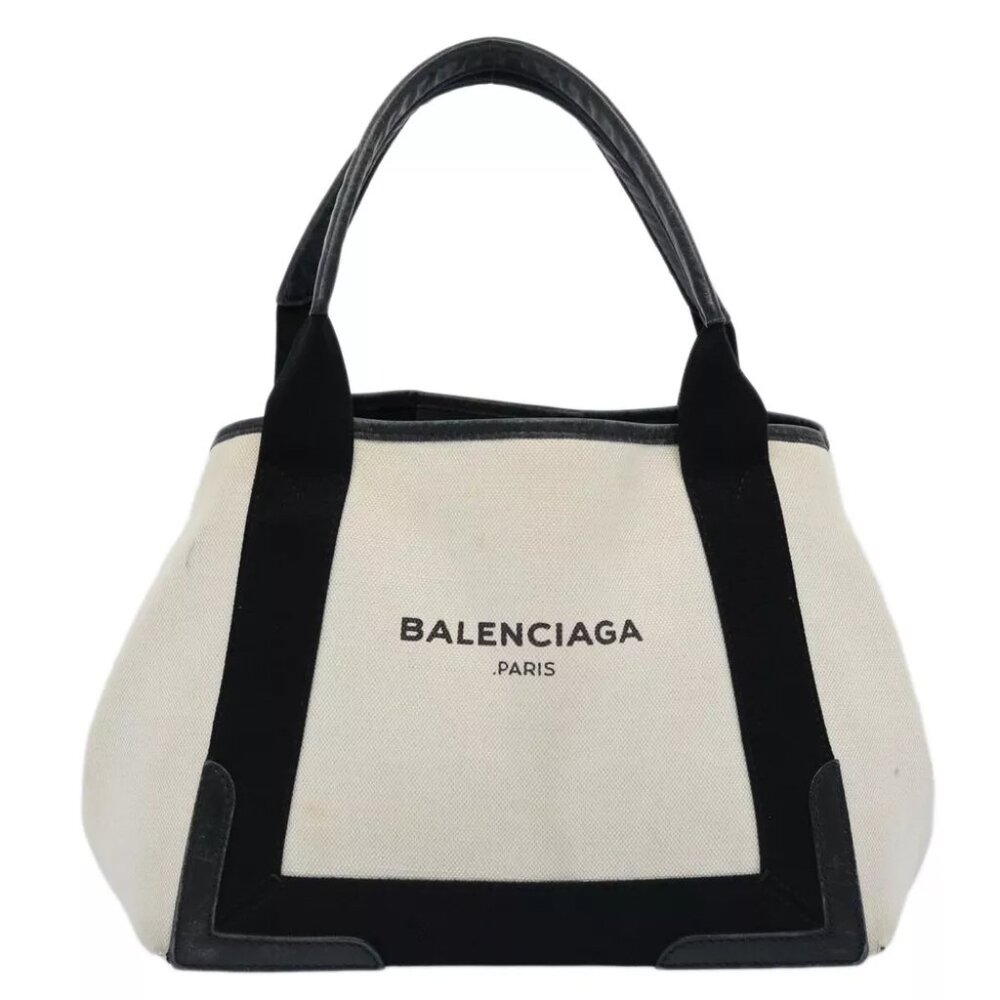 AUTHENTICITY GUARANTEED BALENCIAGA Tote Bag Canvas White Black